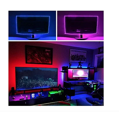 Kit banda LED RGB pentru TV lungime 3 m telecomanda inclusa Kit banda LED RGB pentru TV lungime 3 m telecomanda inclusa