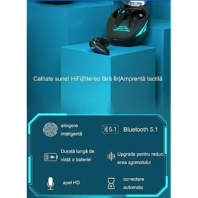 Casti wireless profesionale TG09 sunet de definitie ridicat si control tactil Casti wireless profesionale TG09 sunet de definitie ridicat si control tactil