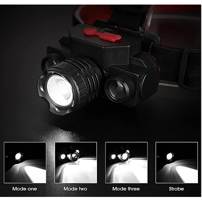Lanterna de cap KX 1805 cu 3 faze iluminare 180 lm incarcare USB Lanterna de cap KX 1805 cu 3 faze iluminare 180 lm incarcare USB
