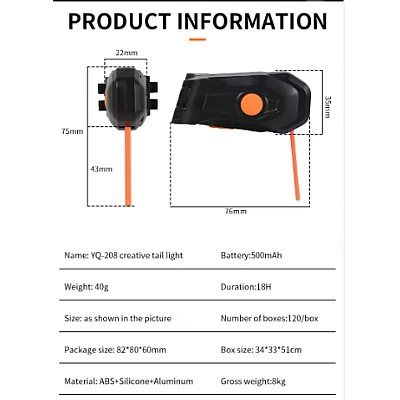 Stop spate pentru bicicleta 8821 cu LED ALBASTRU Stop spate pentru bicicleta 8821 cu LED ALBASTRU