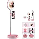 Lampa circulara patrata de machiaj cu oglinda si suport telefon/accesorii Lampa circulara patrata de machiaj cu oglinda si suport telefon/accesorii