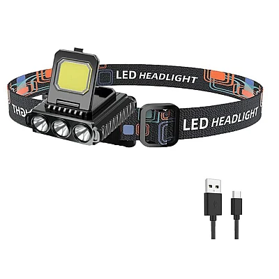 Lanterna frontala LY 801 Cob + 3 Led reglabila neagra Lanterna frontala LY 801 Cob + 3 Led reglabila neagra