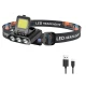 Lanterna frontala LY 801 Cob + 3 Led reglabila neagra