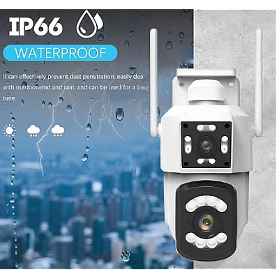 Camera de supraveghere PTZ WIFI 2.4G audio bidirectionala si lentila dual ALB Camera de supraveghere PTZ WIFI 2.4G audio bidirectionala si lentila dual ALB