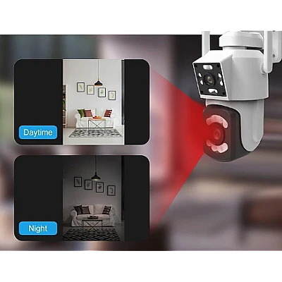 Camera de supraveghere PTZ WIFI 2.4G audio bidirectionala si lentila dual ALB Camera de supraveghere PTZ WIFI 2.4G audio bidirectionala si lentila dual ALB