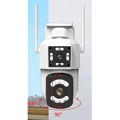 Camera de supraveghere PTZ WIFI 2.4G audio bidirectionala si lentila dual ALB Camera de supraveghere PTZ WIFI 2.4G audio bidirectionala si lentila dual ALB