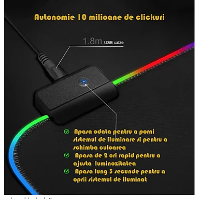 Mousepad Gaming Andowl Q R20 cu LED multicolor USB Mousepad Gaming Andowl Q R20 cu LED multicolor USB