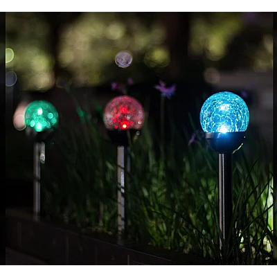 Set 4 lampi solare pentru gradina LED model glob de sticla Set 4 lampi solare pentru gradina LED model glob de sticla