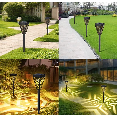 Set 6 lampi solare decorative pentru gradina alb cald model triunghi Set 6 lampi solare decorative pentru gradina alb cald model triunghi