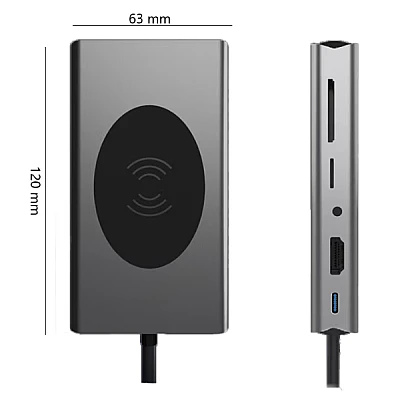 Hub cu 9 porturi diferite Q HU666 si incarcare wireless Hub cu 9 porturi diferite Q HU666 si incarcare wireless