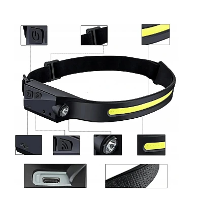 Lanterna frontala de cap LED USB AS 51737 Negru Lanterna frontala de cap LED USB AS 51737 Negru