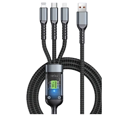 Cablu de date 3 IN 1 afisaj digital PD100W Lightning/ Type C/Micro Cablu de date 3 IN 1 afisaj digital PD100W Lightning/ Type C/Micro