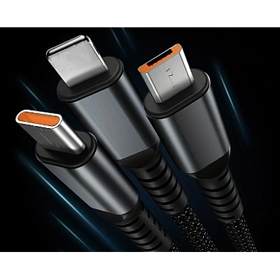 Cablu de date 3 IN 1 afisaj digital PD100W Lightning/ Type C/Micro Cablu de date 3 IN 1 afisaj digital PD100W Lightning/ Type C/Micro