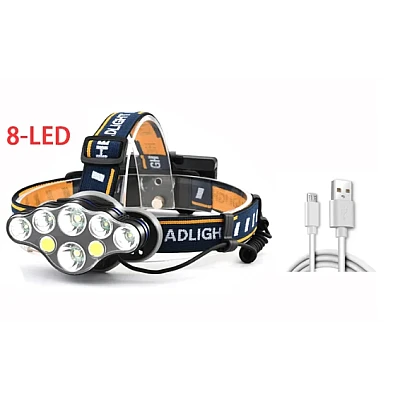 Lanterna frontala de cap 8 LED prindere pe cap RD C093 Albastru cu galben Lanterna frontala de cap 8 LED prindere pe cap RD C093 Albastru cu galben