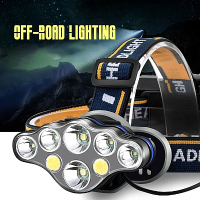 Lanterna frontala de cap 8 LED prindere pe cap RD C093 Albastru cu galben Lanterna frontala de cap 8 LED prindere pe cap RD C093 Albastru cu galben