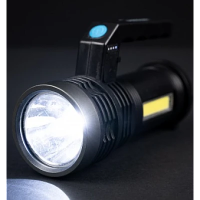 Lanterna cu LED Q LED556 cu 1000 lumeni acumulator integrat lumina laterala COB negru Lanterna cu LED Q LED556 cu 1000 lumeni acumulator integrat lumina laterala COB negru