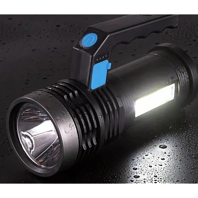 Lanterna cu LED Q LED556 cu 1000 lumeni acumulator integrat lumina laterala COB negru Lanterna cu LED Q LED556 cu 1000 lumeni acumulator integrat lumina laterala COB negru