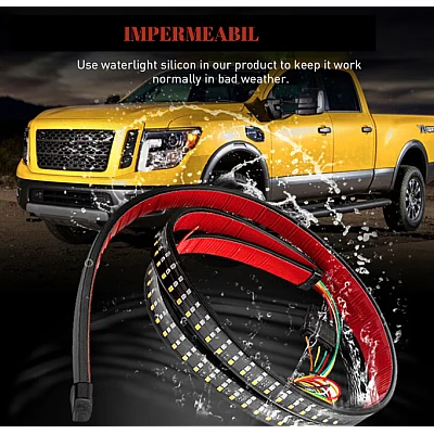 Banda LED autoadeziva rosu galben alb Iluminare 1.5M 12V pentru masina