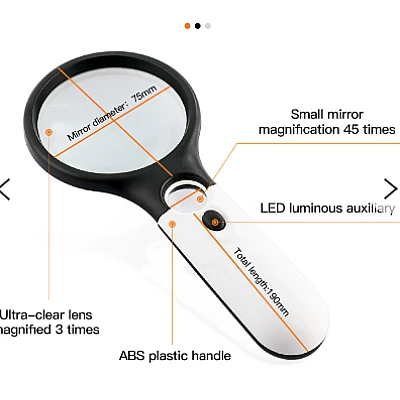 Lupa profesionala cu 3 LED pentru birou cu baterii Lupa profesionala cu 3 LED pentru birou cu baterii