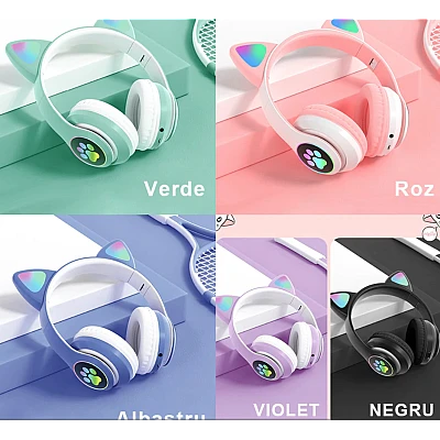 Casti fara fir pentru copii RD B450 Bluetooth design urechi pisica Casti fara fir pentru copii RD B450 Bluetooth design urechi pisica