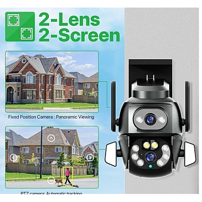 Camera de supraveghere Dubla PTZ 8MP 4K Q S800 cu Aplicatie GRI Camera de supraveghere Dubla PTZ 8MP 4K Q S800 cu Aplicatie GRI