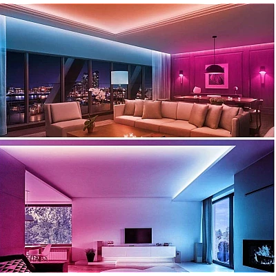 Kit Banda LED RGB Andowl Q T168 de 5 Metri Sincronizare Muzicala Bluetooth Controlul Aplicatie Kit Banda LED RGB Andowl Q T168 de 5 Metri Sincronizare Muzicala Bluetooth Controlul Aplicatie