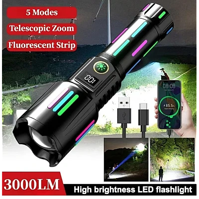 Lanterna tactica profesionala 6500lm KH W515 incarcare tip C 26650mah baterie Lanterna tactica profesionala 6500lm KH W515 incarcare tip C 26650mah baterie