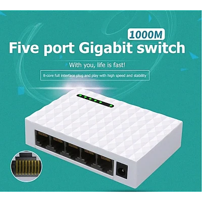 Switch de retea gigabit cu 5 porturi Switch de retea gigabit cu 5 porturi