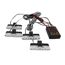 Set 4 lumini de averizare LED 36W cu stroboscop rosu / albastru