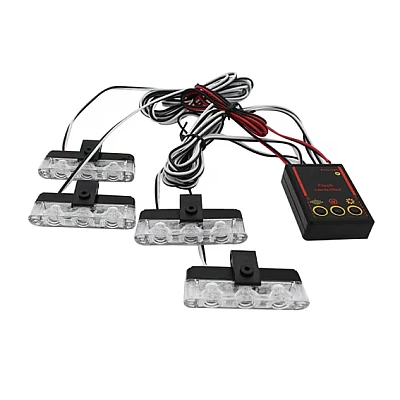 Set 4 lumini de averizare LED 36W cu stroboscop rosu / albastru Set 4 lumini de averizare LED 36W cu stroboscop rosu / albastru