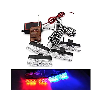 Set 4 lumini de averizare LED 36W cu stroboscop rosu / albastru Set 4 lumini de averizare LED 36W cu stroboscop rosu / albastru