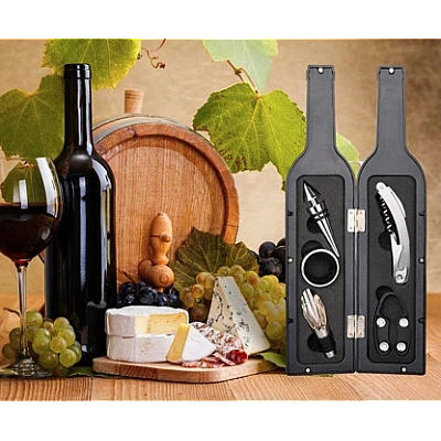 Set cadou in forma de STICLA cu 5 accesorii pentru vin cu 6 piese 32 cm HS Set cadou in forma de STICLA cu 5 accesorii pentru vin cu 6 piese 32 cm HS