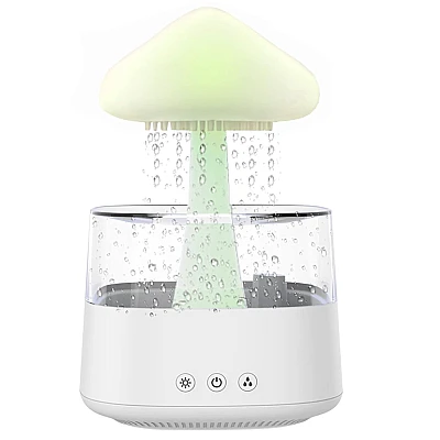 Umidificator stil CIUPERCA din ABS cu telecomanda 450 ml alb