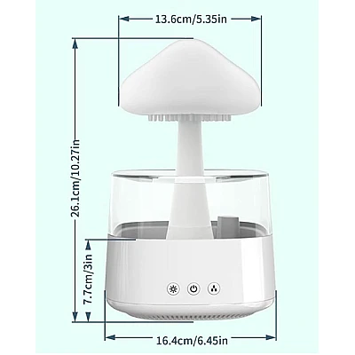 Umidificator stil CIUPERCA din ABS cu telecomanda 450 ml alb