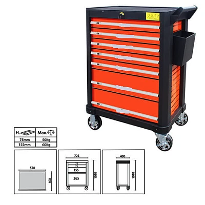 Carucior profesional cu scule pentru atelier 352 piese si 7 sertare 2 piese Carucior profesional cu scule pentru atelier 352 piese si 7 sertare 2 piese