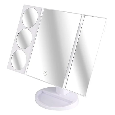 Oglinda Tripla Cosmetica Iluminata LED Marire 1x / 3x / 5x / 10x Rotatie 180 grade Oglinda Tripla Cosmetica Iluminata LED Marire 1x / 3x / 5x / 10x Rotatie 180 grade
