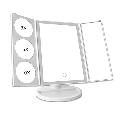 Oglinda Tripla Cosmetica Iluminata LED Marire 1x / 3x / 5x / 10x Rotatie 180 grade Oglinda Tripla Cosmetica Iluminata LED Marire 1x / 3x / 5x / 10x Rotatie 180 grade