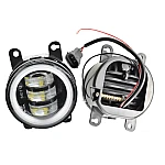 Set 2 proiectoare ceata cu DRL Angel Eyes 89 milimetri 3.5” cu 3 functii alb cu semnal galben