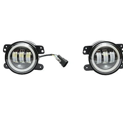 Set 2 proiectoare ceata cu DRL Angel Eyes 89 milimetri 3.5” cu 3 functii alb cu semnal galben Set 2 proiectoare ceata cu DRL Angel Eyes 89 milimetri 3.5” cu 3 functii alb cu semnal galben