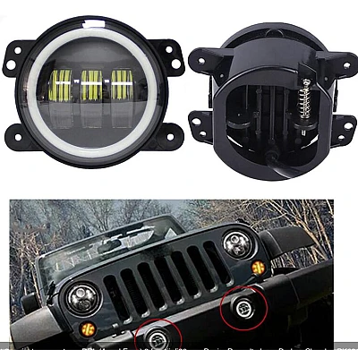Set 2 proiectoare ceata cu DRL Angel Eyes 89 milimetri 3.5” cu 3 functii alb cu semnal galben Set 2 proiectoare ceata cu DRL Angel Eyes 89 milimetri 3.5” cu 3 functii alb cu semnal galben