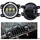Set 2 proiectoare ceata cu DRL Angel Eyes 89 milimetri 3.5” cu 3 functii alb cu semnal galben Set 2 proiectoare ceata cu DRL Angel Eyes 89 milimetri 3.5” cu 3 functii alb cu semnal galben