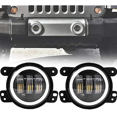 Set 2 proiectoare ceata cu DRL Angel Eyes 89 milimetri 3.5” cu 3 functii alb cu semnal galben Set 2 proiectoare ceata cu DRL Angel Eyes 89 milimetri 3.5” cu 3 functii alb cu semnal galben