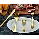 Set de tacamuri din otel inoxidabil cu suport agatat aurii 24 piese Set de tacamuri din otel inoxidabil cu suport agatat aurii 24 piese