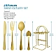 Set de tacamuri din otel inoxidabil cu suport agatat aurii 24 piese Set de tacamuri din otel inoxidabil cu suport agatat aurii 24 piese