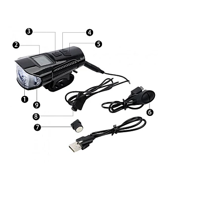 Lanterna de Bicicleta FY317 cu Claxon si Kilometraj DIGITAL Lanterna de Bicicleta FY317 cu Claxon si Kilometraj DIGITAL