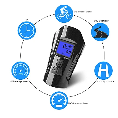 Lanterna de Bicicleta FY317 cu Claxon si Kilometraj DIGITAL Lanterna de Bicicleta FY317 cu Claxon si Kilometraj DIGITAL