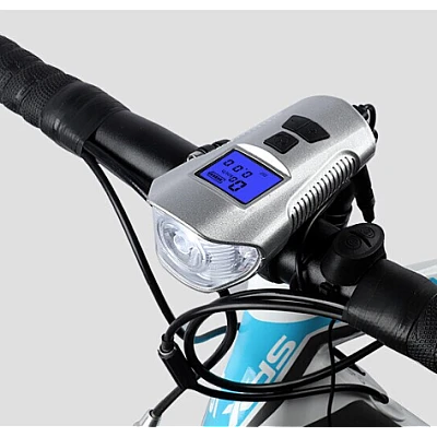 Lanterna de Bicicleta FY317 cu Claxon si Kilometraj DIGITAL Lanterna de Bicicleta FY317 cu Claxon si Kilometraj DIGITAL