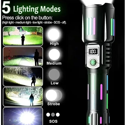 Lanterna tactica profesionala 6500lm KH W515 incarcare tip C 26650mah baterie Lanterna tactica profesionala 6500lm KH W515 incarcare tip C 26650mah baterie