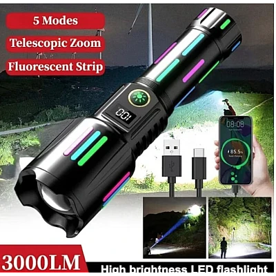 Lanterna tactica profesionala 6500lm KH W515 incarcare tip C 26650mah baterie Lanterna tactica profesionala 6500lm KH W515 incarcare tip C 26650mah baterie