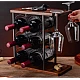 Suport din lemn organizator pentru 6 sticle de vin si 2 pahare